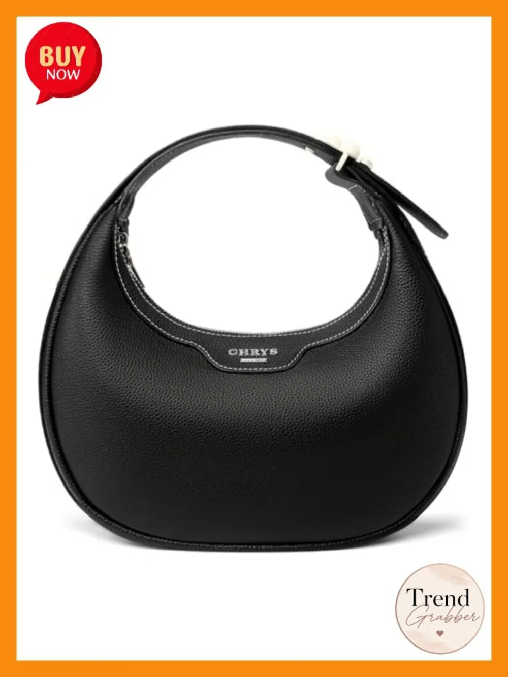 Genuine Leather Crescent Crossbody Hobo Bag with Adjustable Strap